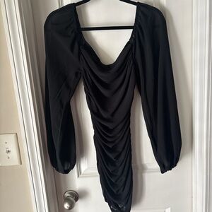 Elegant Black Ruched Dress